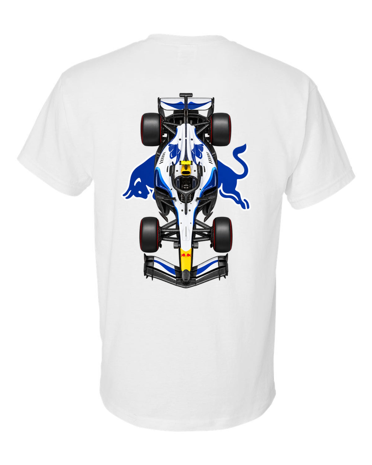 Racing Bulls VCARB 03 Formula 1 overhead poster artwork white t-shirt back view with the design