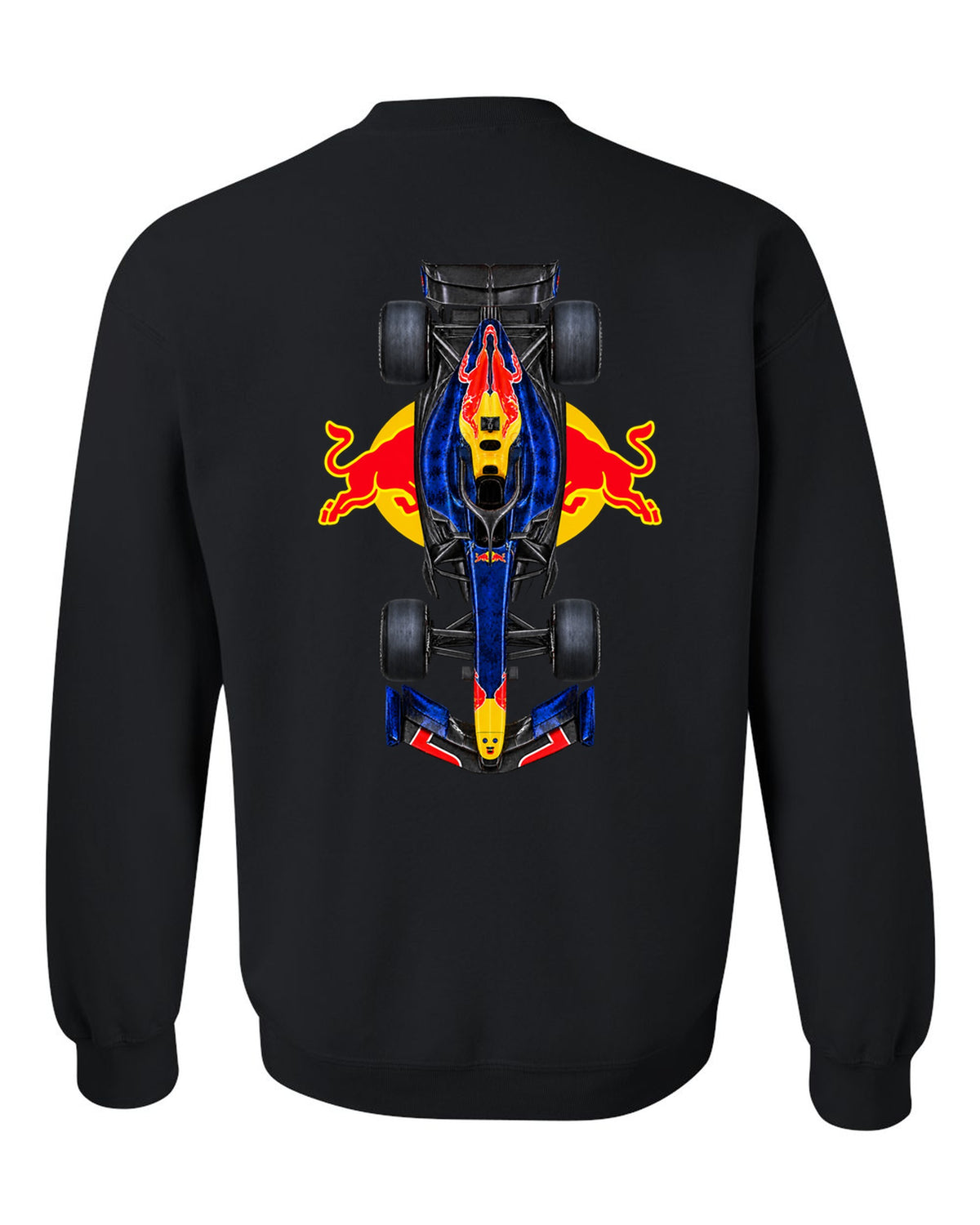 Red Bull RB22 Formula 1 overhead poster artwork black crewneck back view with the design