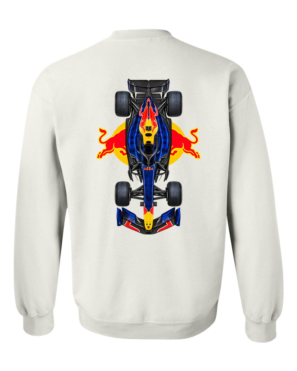 Red Bull RB22 Formula 1 overhead poster artwork white crewneck back view with the design