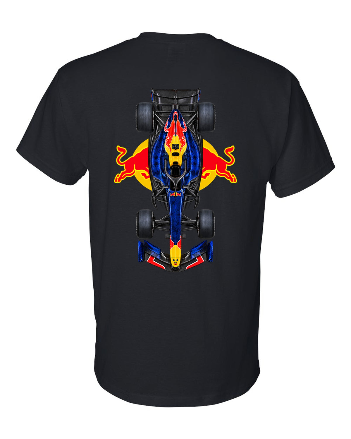 Red Bull RB22 Formula 1 overhead poster artwork black t-shirt back view with the design