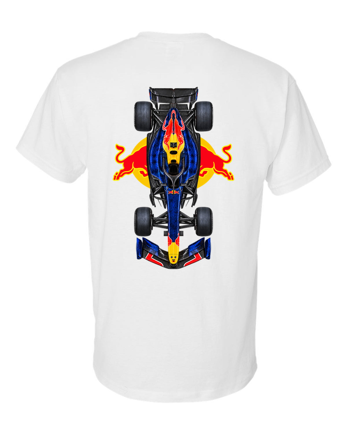 Red Bull RB22 Formula 1 overhead poster artwork white t-shirt back view with the design
