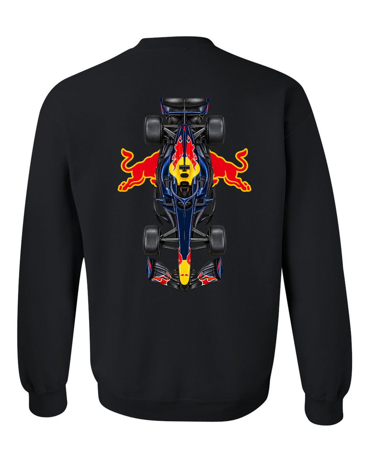 Red Bull RB22 Formula 1 overhead poster artwork black crewneck back view with the design