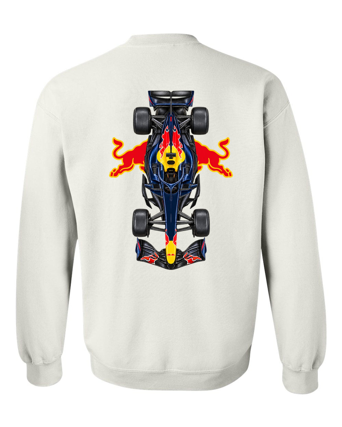 Red Bull RB22 Formula 1 overhead poster artwork white crewneck back view with the design