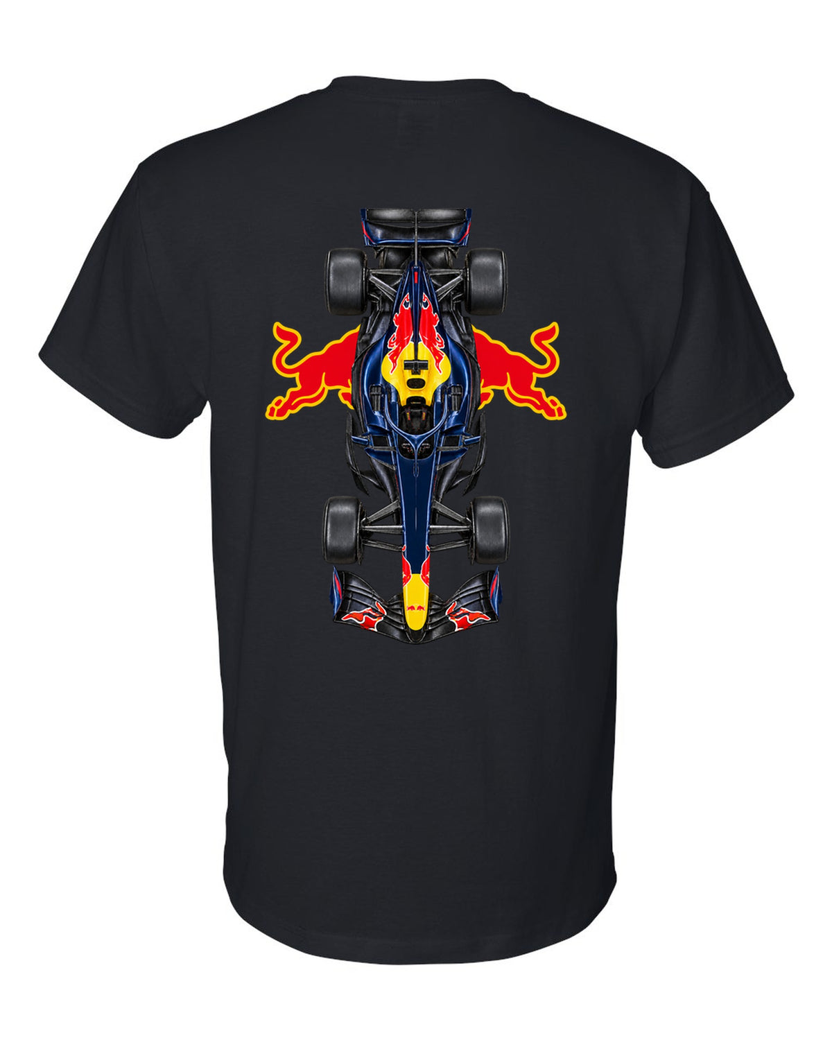 Red Bull RB22 Formula 1 overhead poster artwork black t-shirt back view with the design