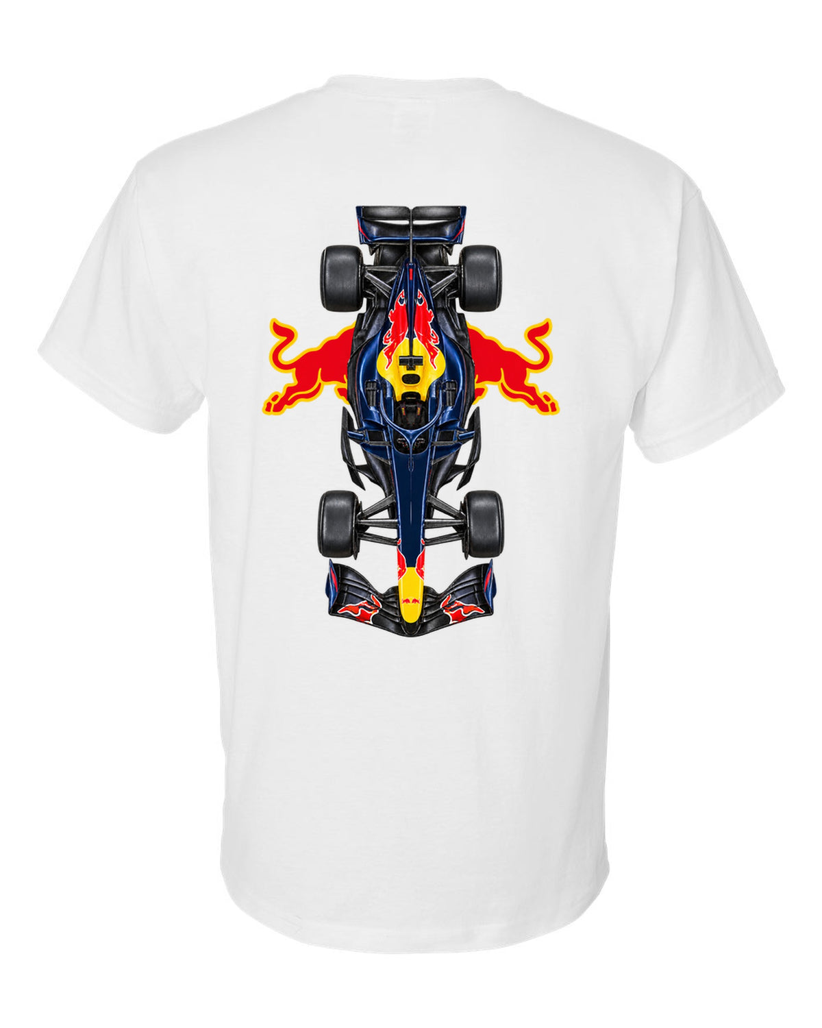Red Bull RB22 Formula 1 overhead poster artwork white t-shirt back view with the design