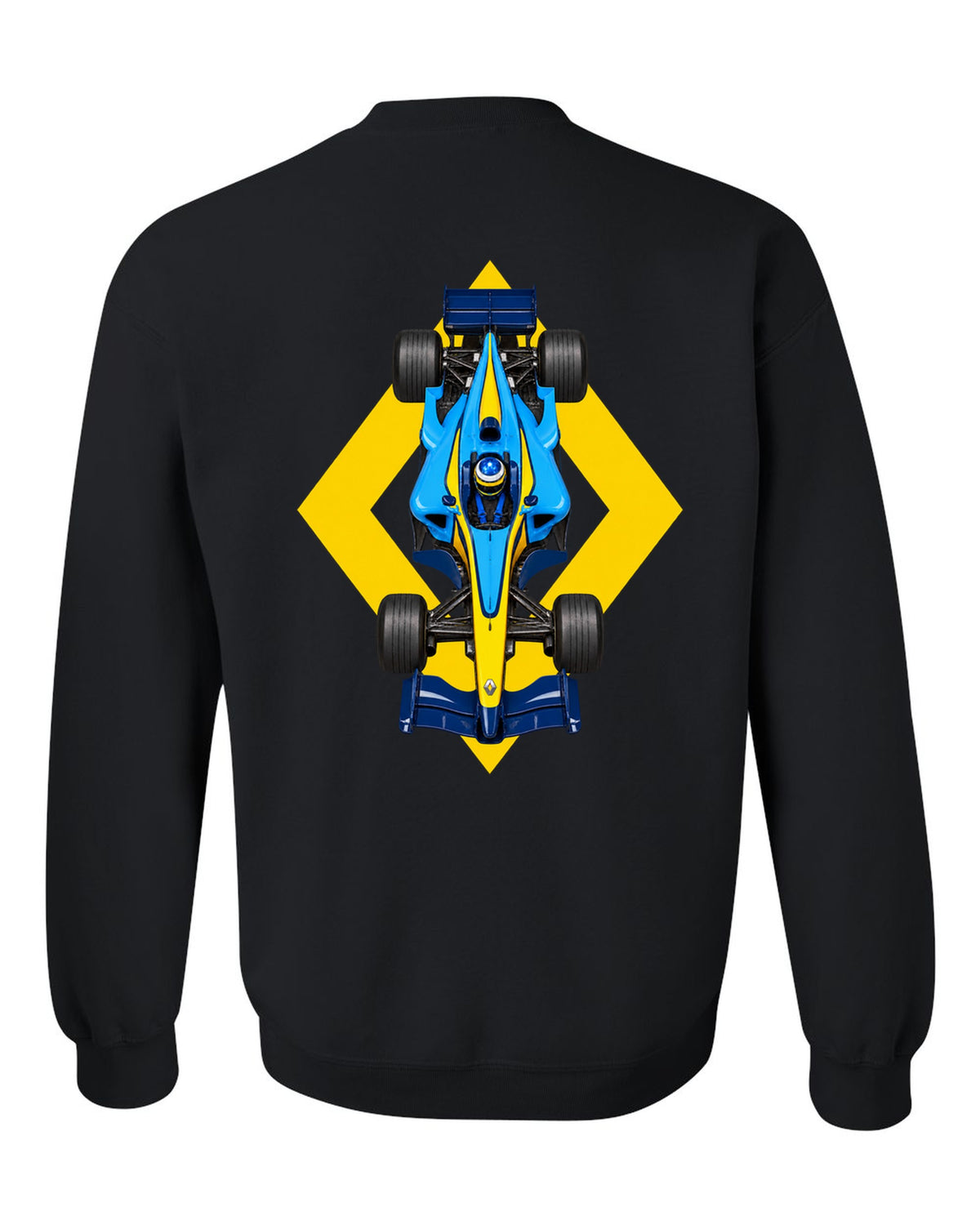 Renault R25 2005 Formula 1 overhead poster artwork black crewneck back view with the design