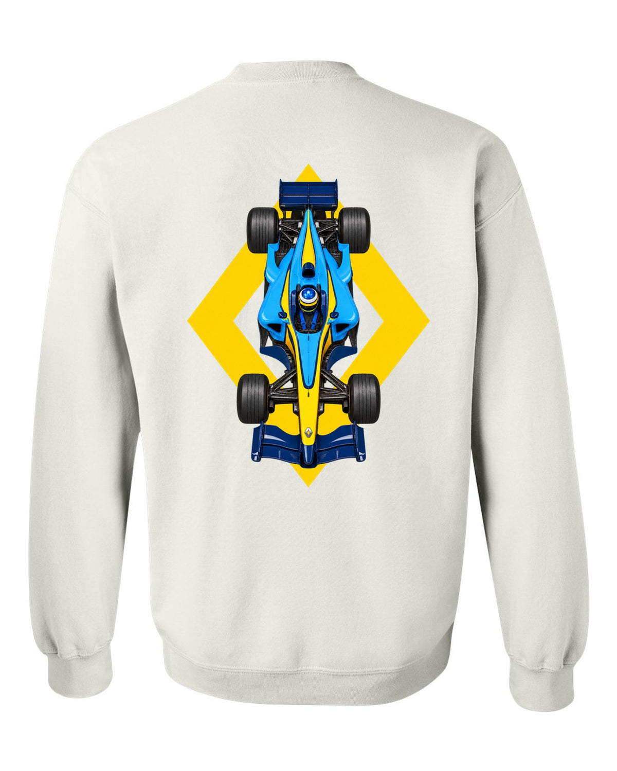 Renault R25 2005 Formula 1 overhead poster artwork white crewneck back view with the design