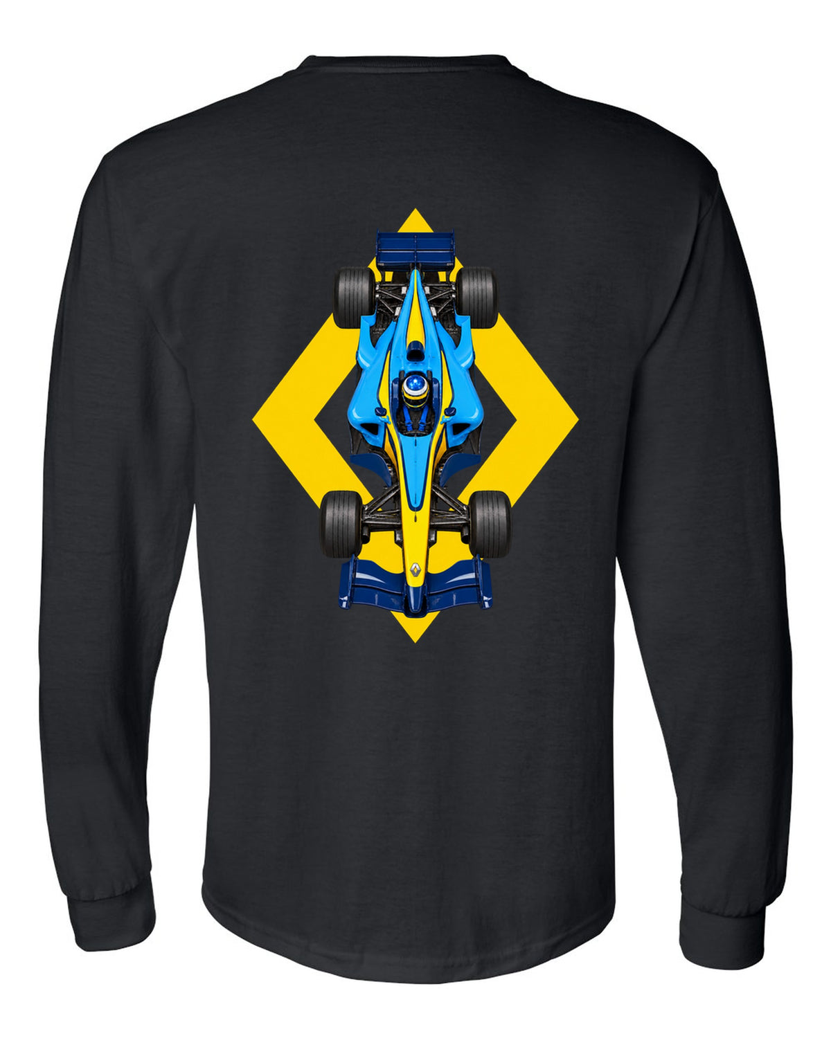 Renault R25 2005 Formula 1 overhead poster artwork black long sleeve back view with the design