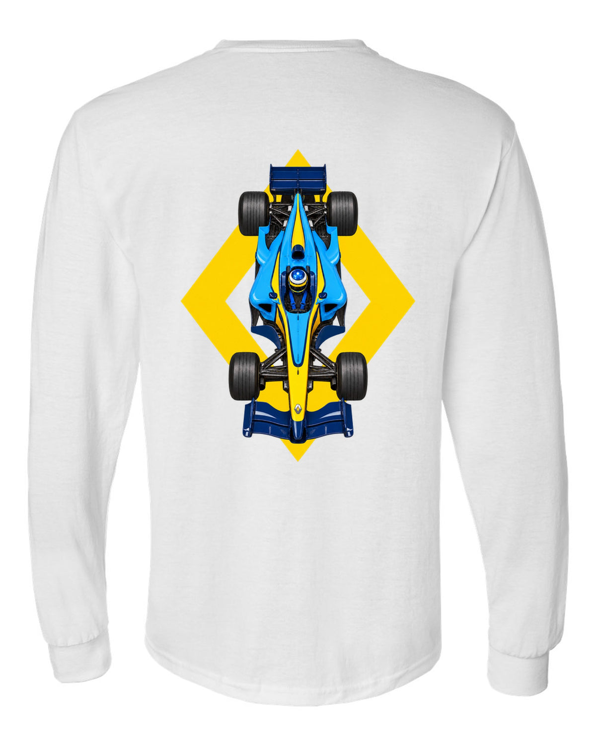 Renault R25 2005 Formula 1 overhead poster artwork white long sleeve back view with the design