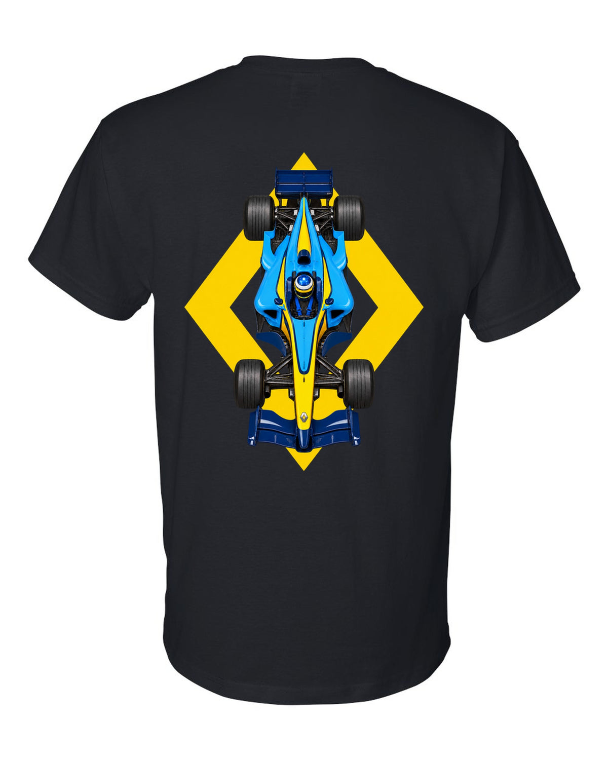 Renault R25 2005 Formula 1 overhead poster artwork black t-shirt back view with the design