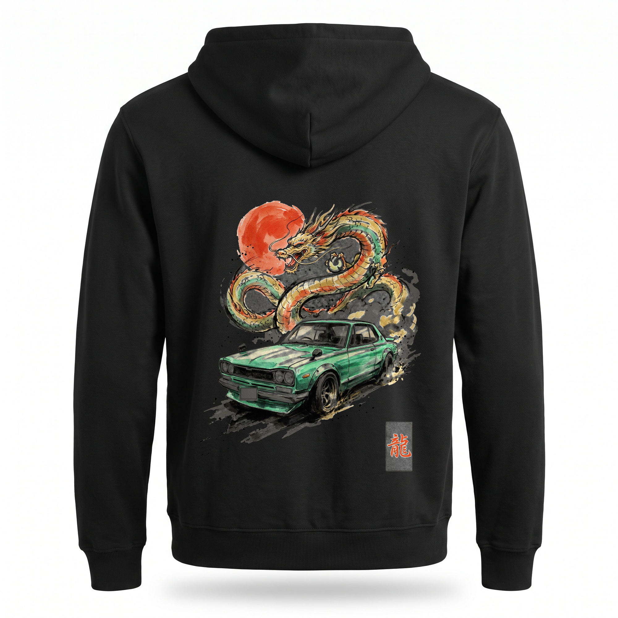 Ryu — Hakosuka Dragon Sumi Ink Full-Back Hoodie — Black back