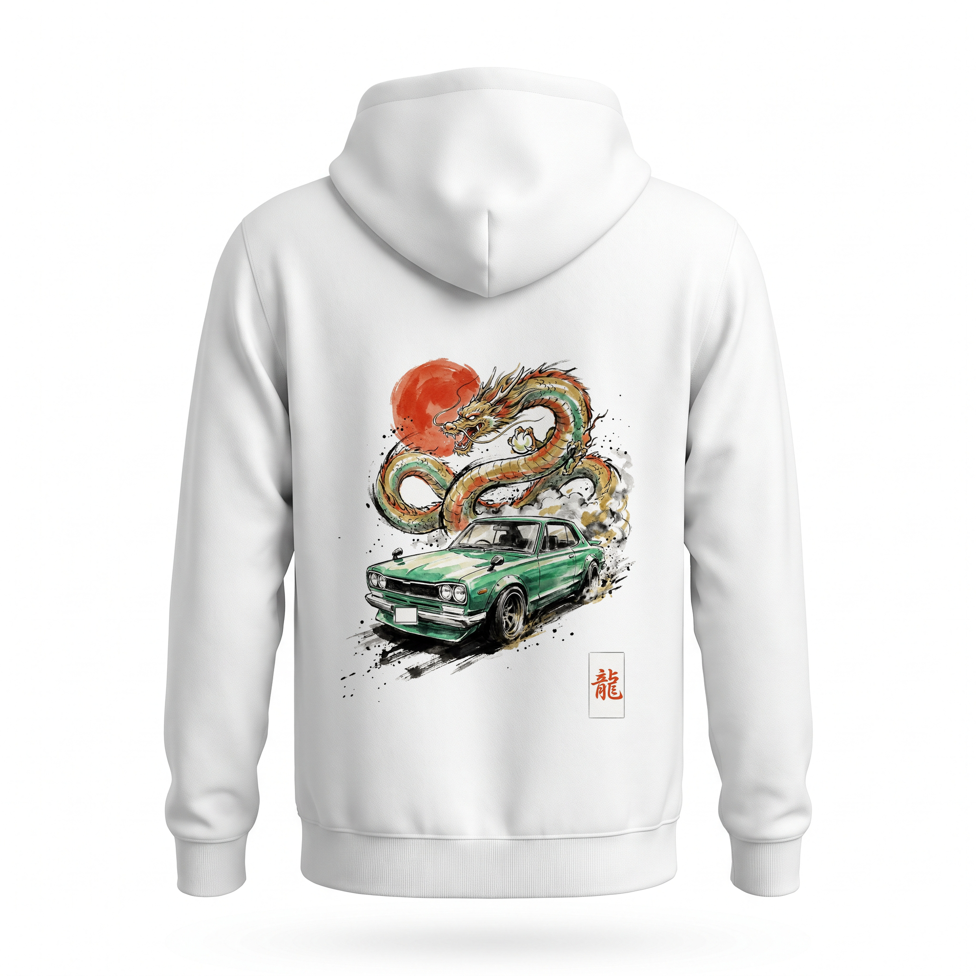 Ryu — Hakosuka Dragon Sumi Ink Full-Back Hoodie — White back