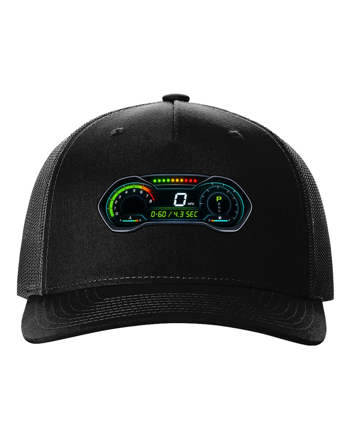 Retro manga halftone panel print of an S550 Mustang fastback doing a line lock burnout black hat front view with the design