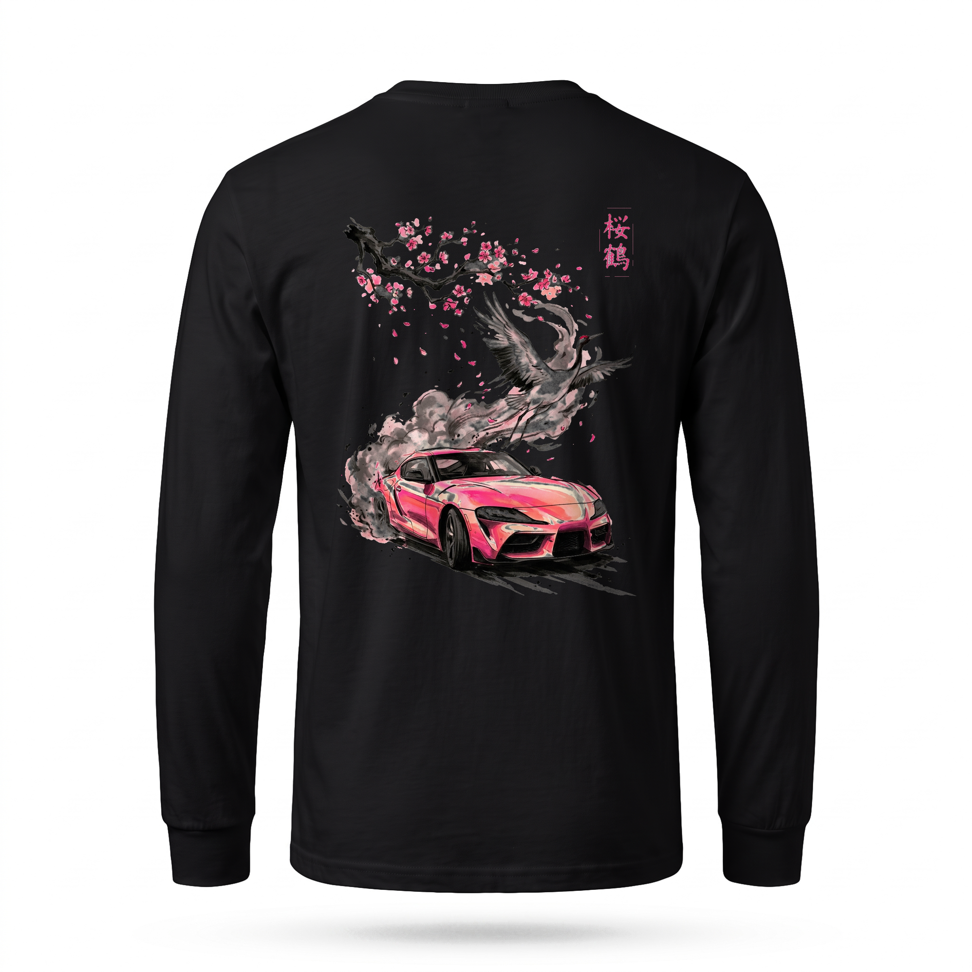 Sakura Crane — A90 Supra Sumi Ink Full-Back Long Sleeve — Black back
