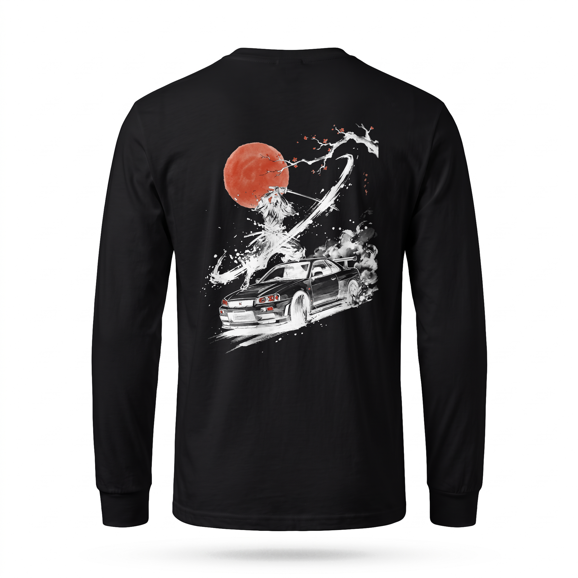 Slash — R34 GT-R Samurai Sumi Ink Full-Back Long Sleeve — Black back