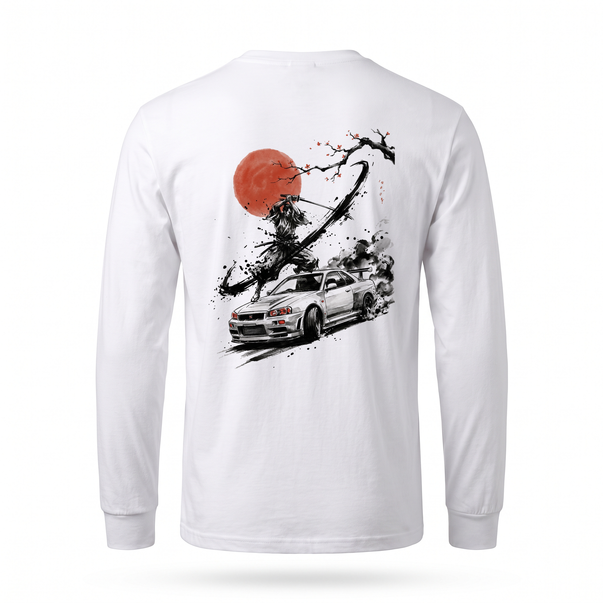 Slash — R34 GT-R Samurai Sumi Ink Full-Back Long Sleeve — White back