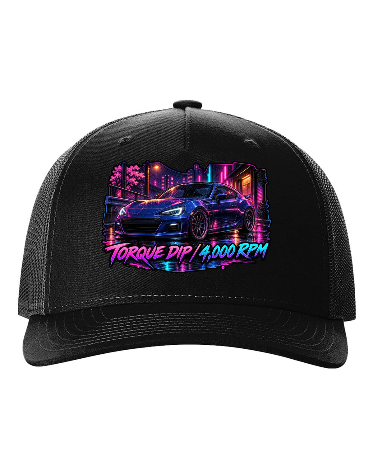 Spray-paint graffiti style Subaru BRZ ZD8 drifting with FA24 2.4L dip fixed text black hat front view with the design