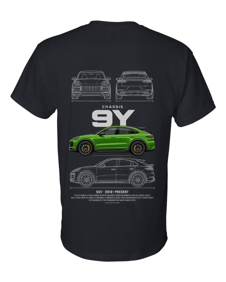 9Y full-back artwork black t-shirt back view with the design