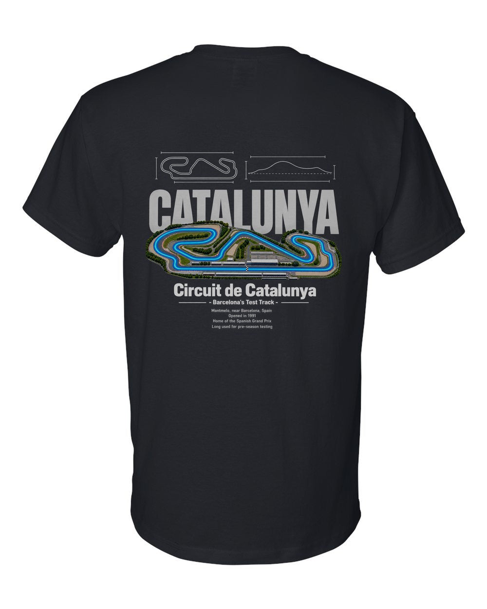 Circuit de Catalunya black t-shirt back view with the design