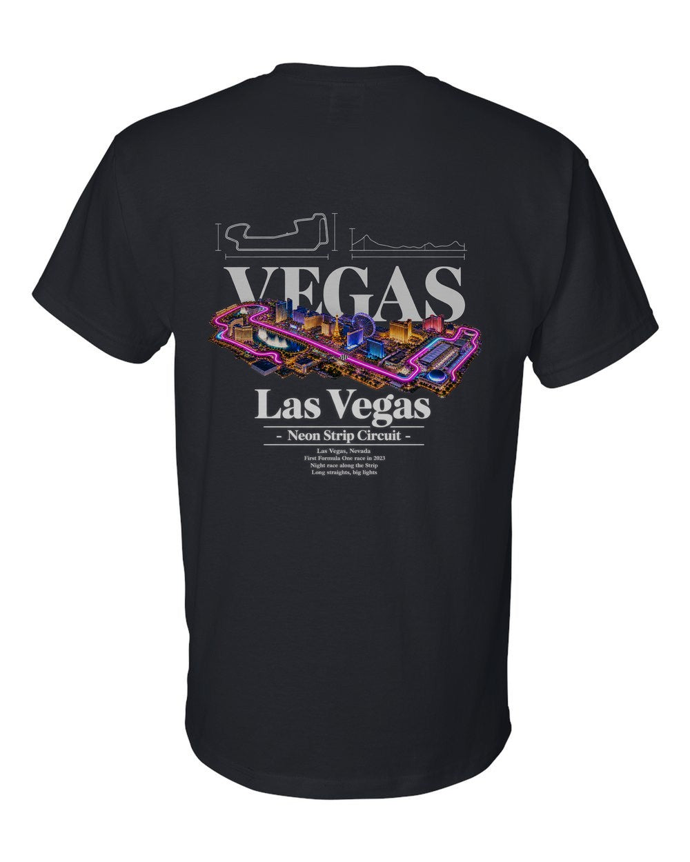 Las Vegas black t-shirt back view with the design
