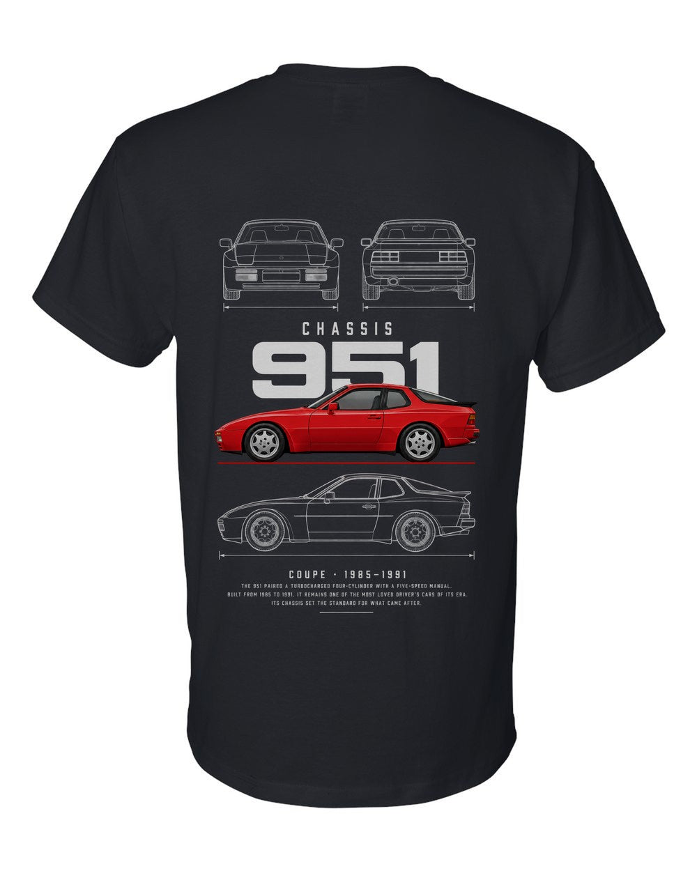 951 full-back artwork black t-shirt back view with the design