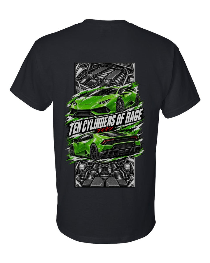 Lamborghini Huracan torn poster black t-shirt back view with the design