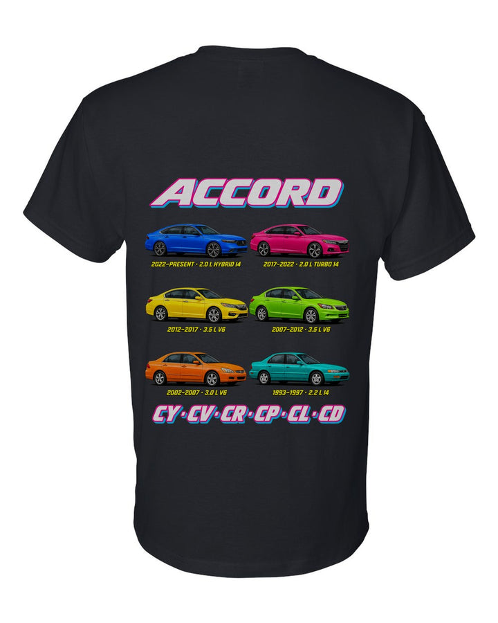 Honda Accord evolution poster black t-shirt back view with the design