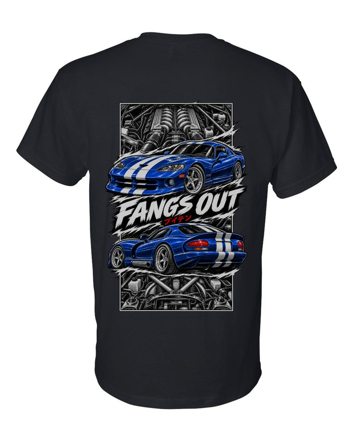 Dodge Viper torn poster black t-shirt back view with the design