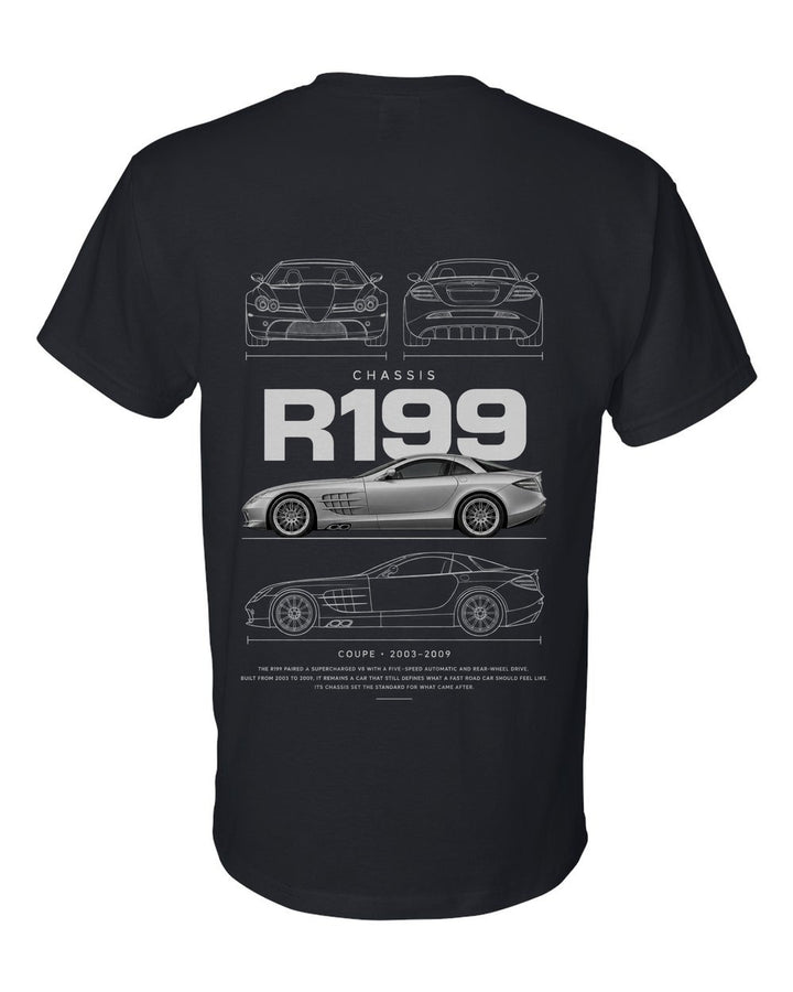 R199 full-back artwork black t-shirt back view with the design