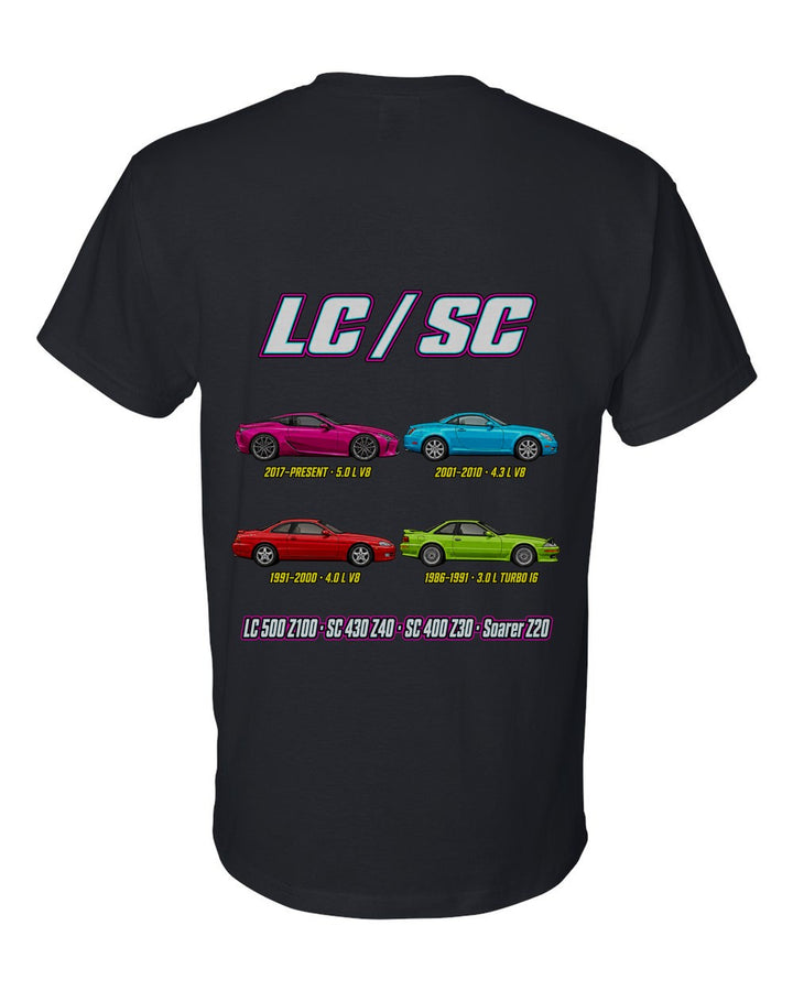 Lexus SC LC evolution poster black t-shirt back view with the design