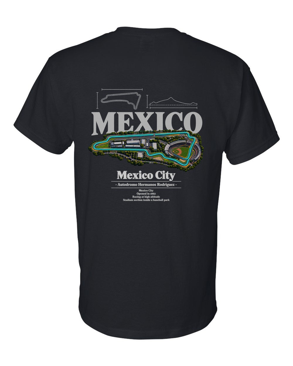 Mexico City black t-shirt back view with the design