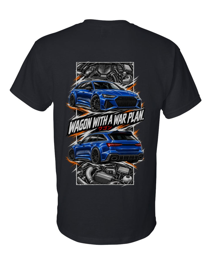 Audi Rs6 torn poster black t-shirt back view with the design
