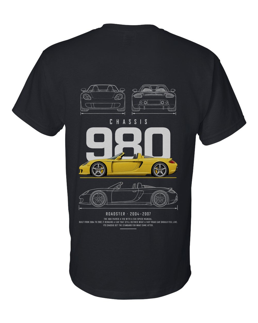 980 full-back artwork black t-shirt back view with the design