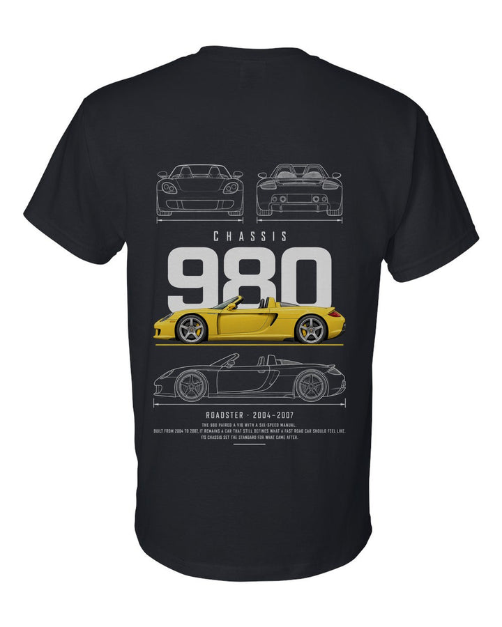 980 full-back artwork black t-shirt back view with the design