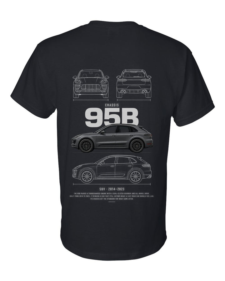 95B full-back artwork black t-shirt back view with the design