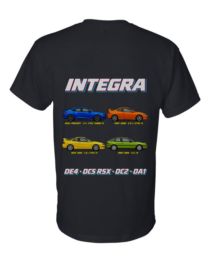 Acura Integra evolution poster black t-shirt back view with the design