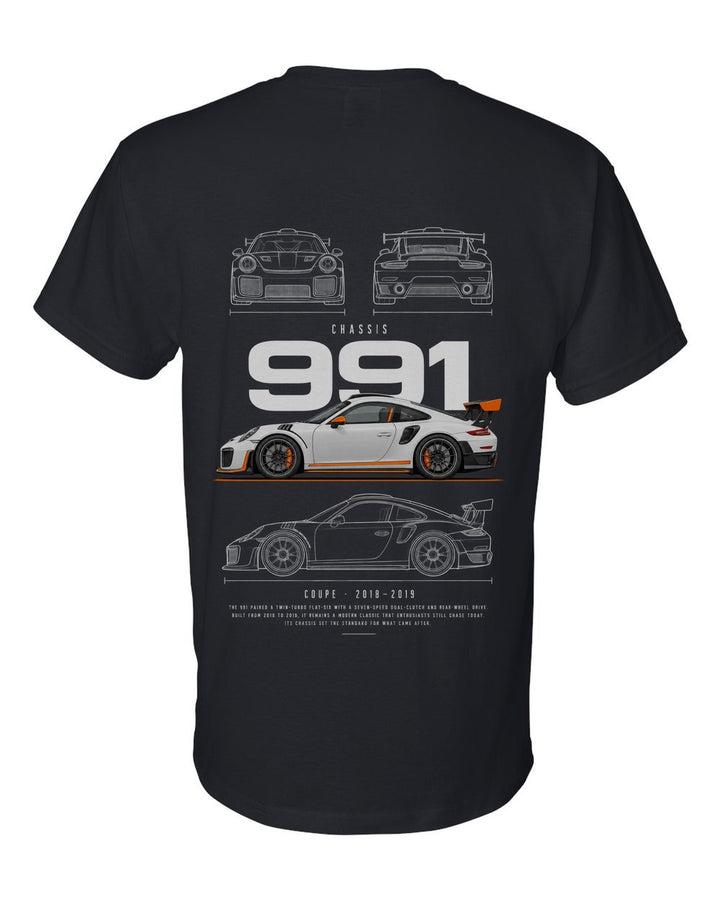 991 full-back artwork black t-shirt back view with the design