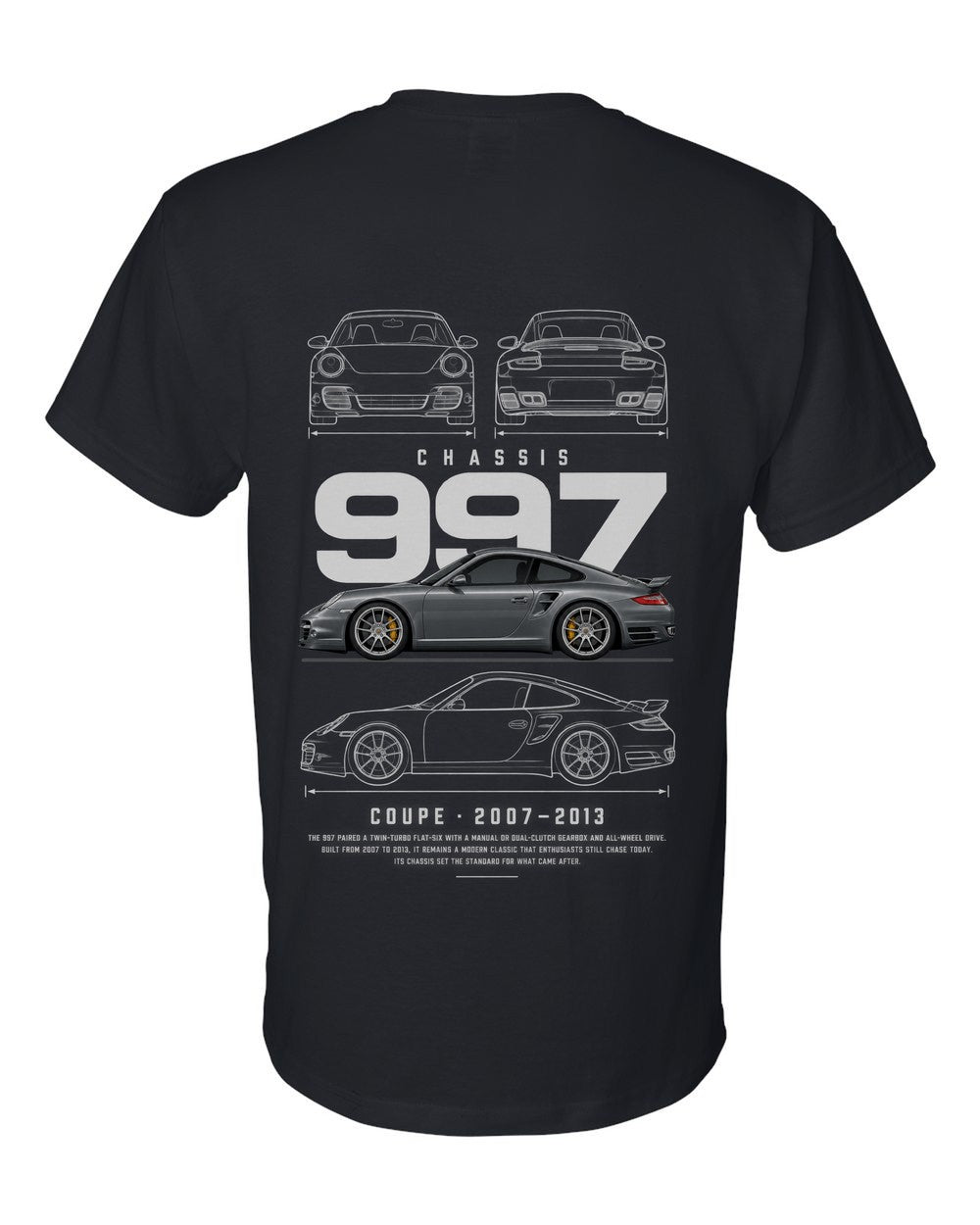997 full-back artwork black t-shirt back view with the design