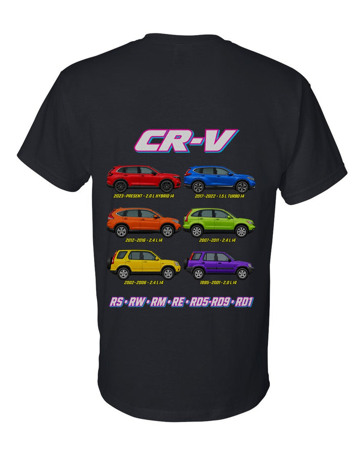 Honda CR V evolution poster black t-shirt back view with the design