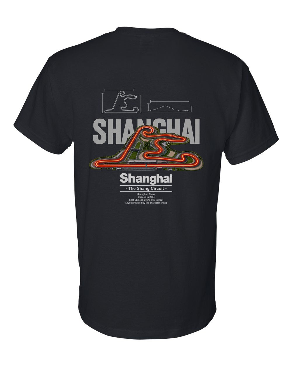 Shanghai black t-shirt back view with the design