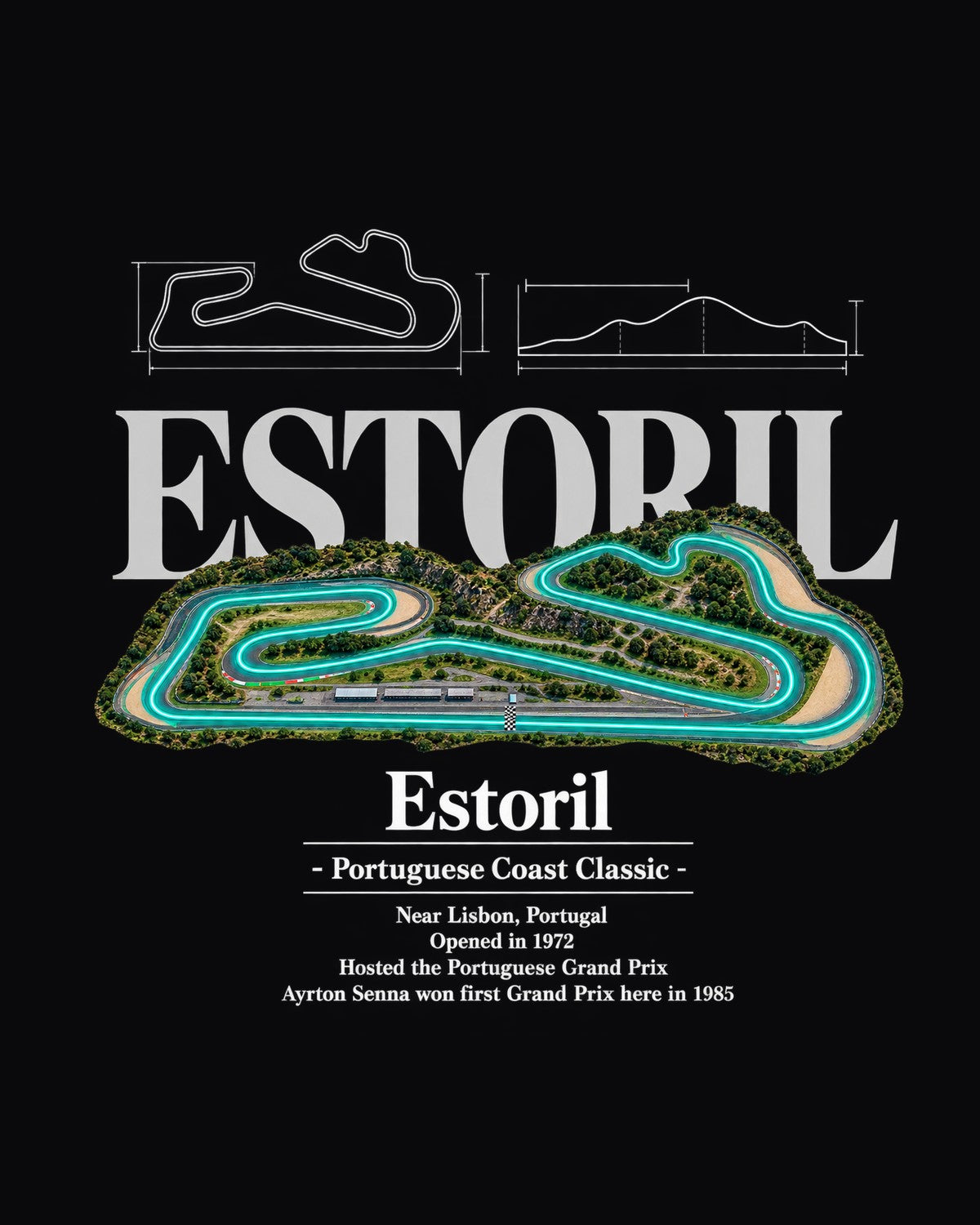 Estoril Track Layout Blueprint Full-Back Graphic Tee design only