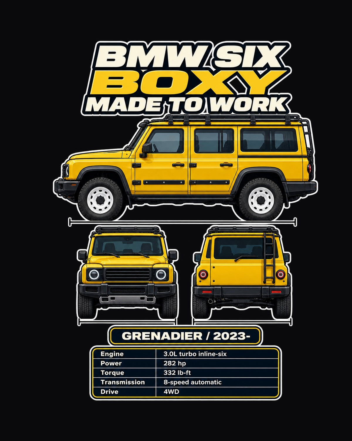 Ineos Grenadier Spec Sheet Full-Back Graphic Tee design only