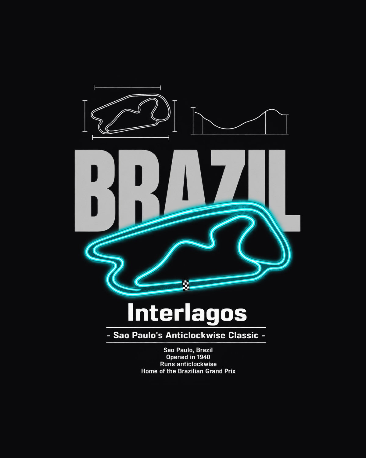 Interlagos Track Layout Blueprint Full-Back Graphic Tee design only