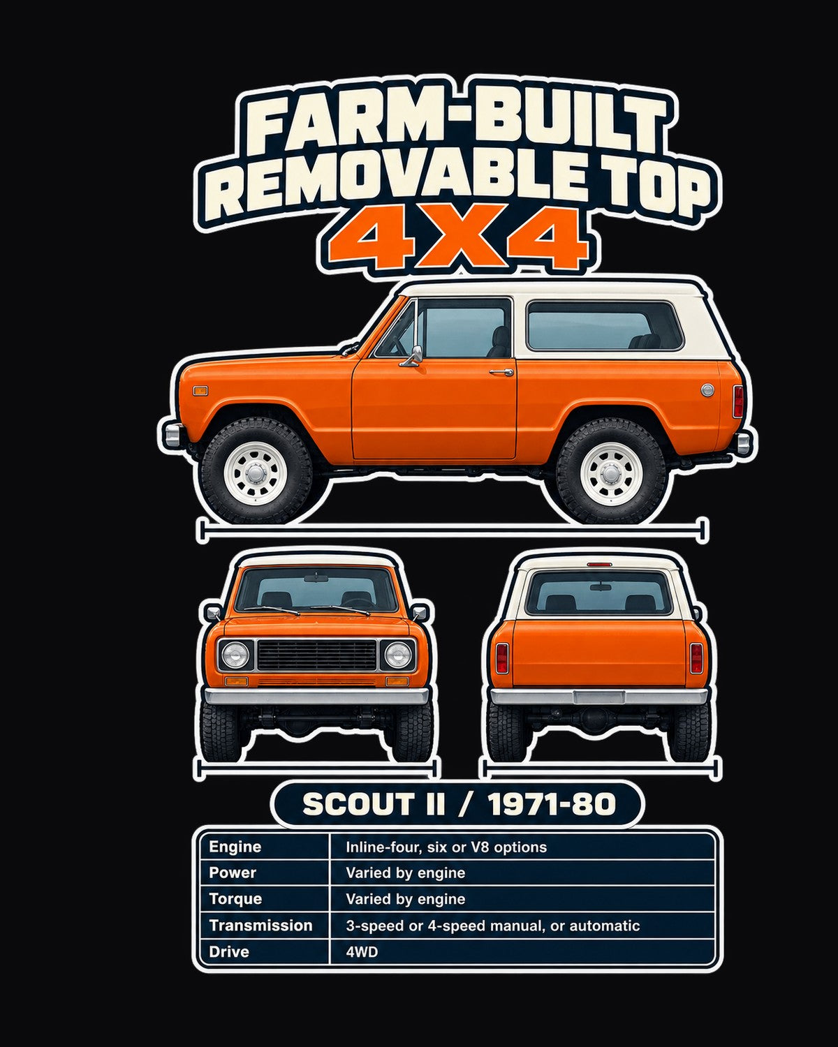 International Scout Ii Spec Sheet Full-Back Graphic Tee design only