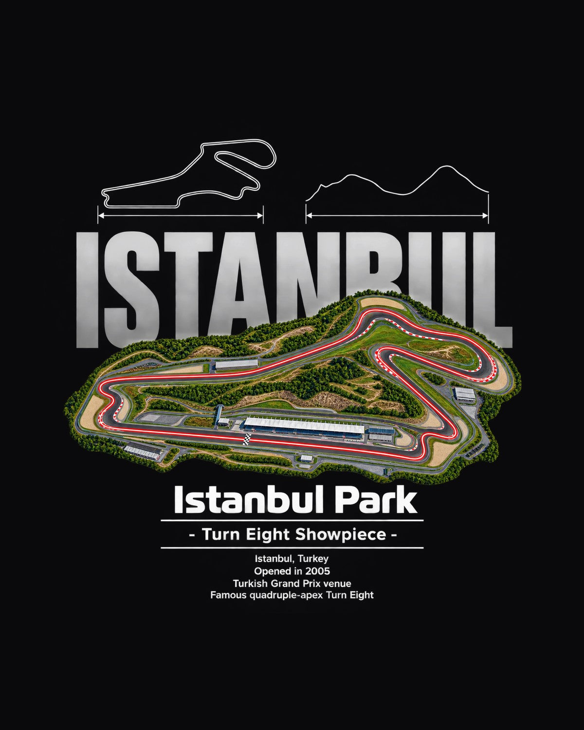 Istanbul Park Track Layout Blueprint Full-Back Graphic Tee design only