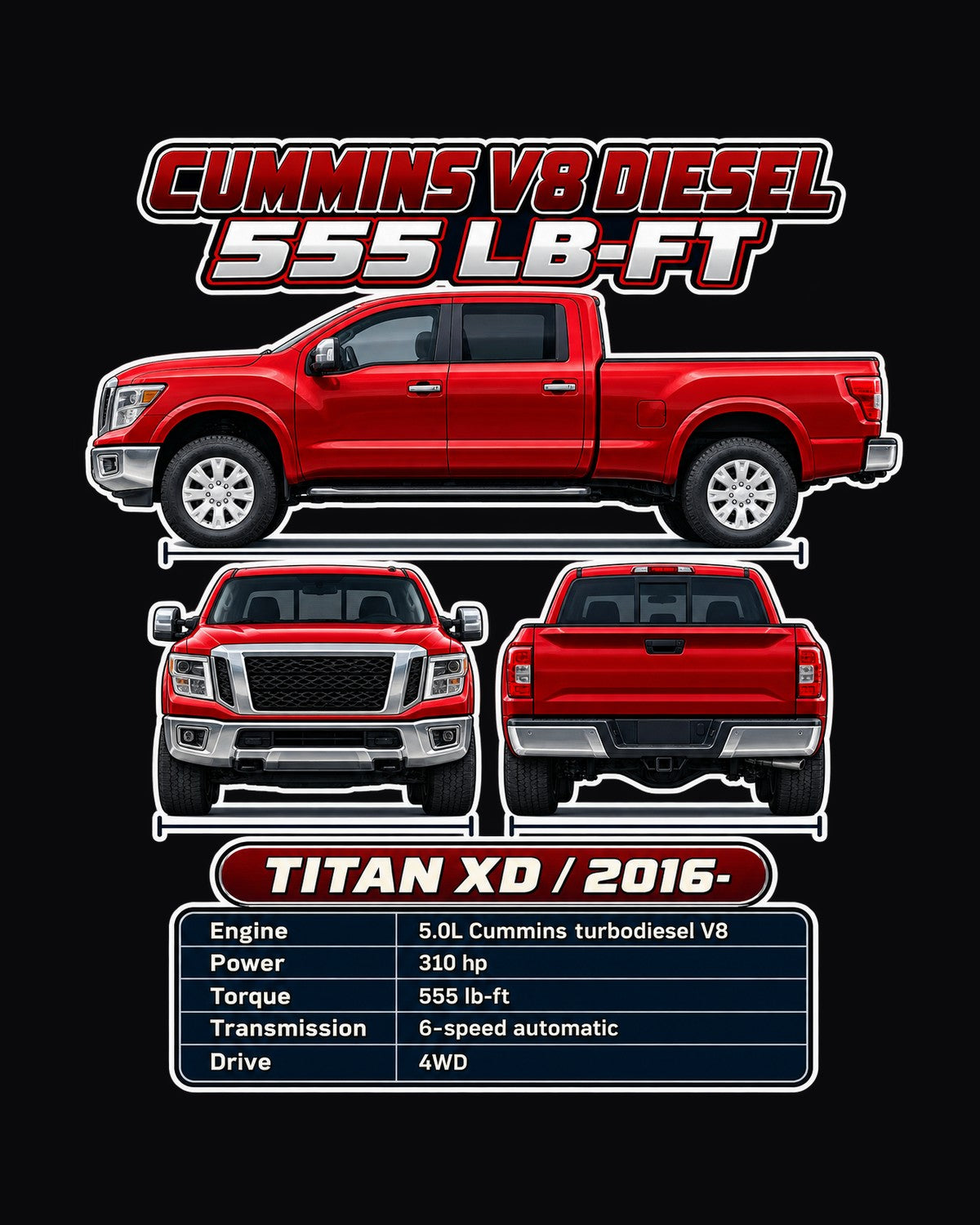 Nissan Titan Xd Spec Sheet Full-Back Graphic Tee design only