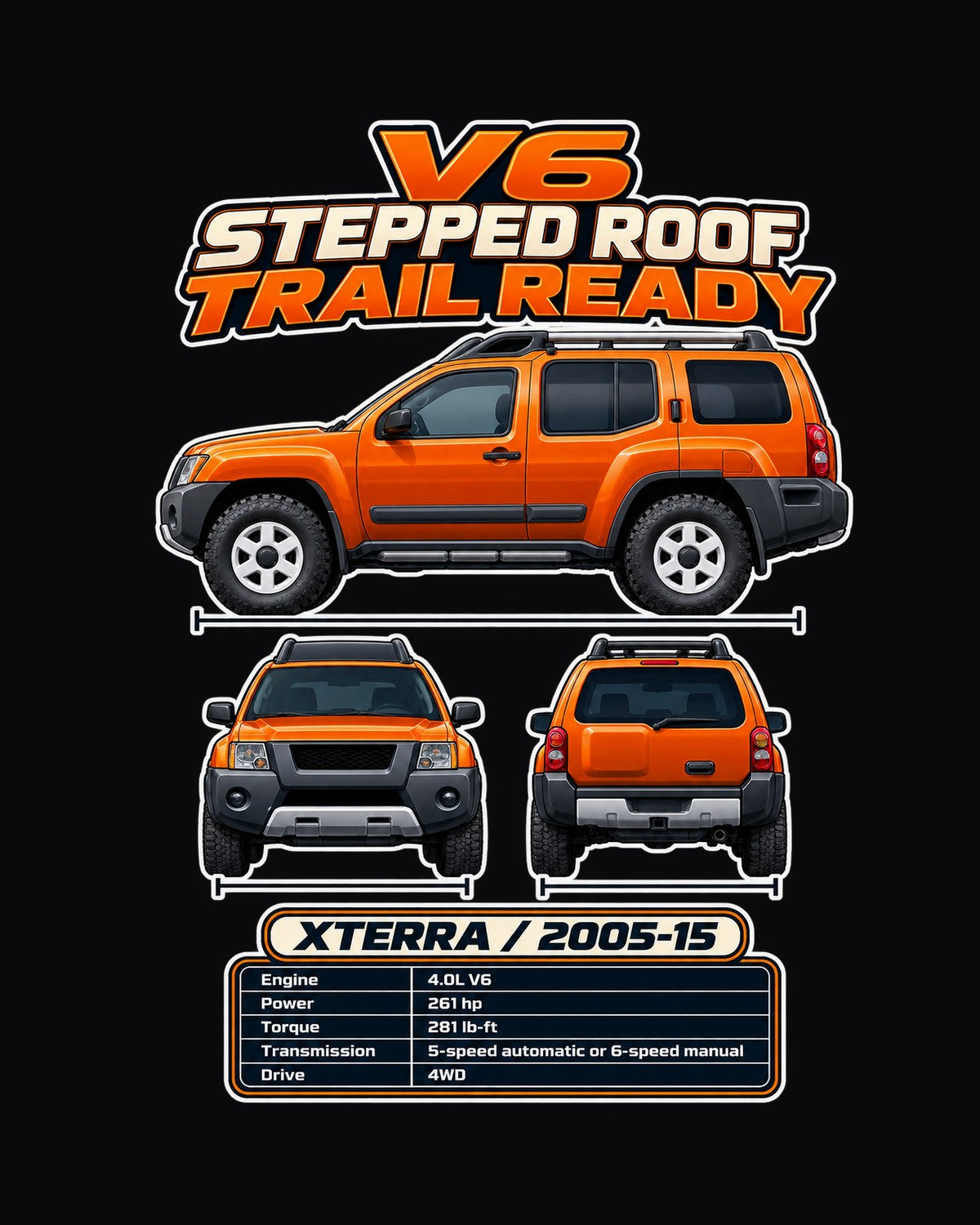 Nissan Xterra Pro4X Spec Sheet Full-Back Graphic Tee design only