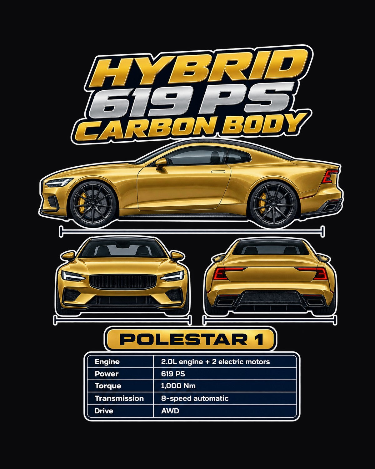 Polestar 1 Spec Sheet Full-Back Graphic Tee design only