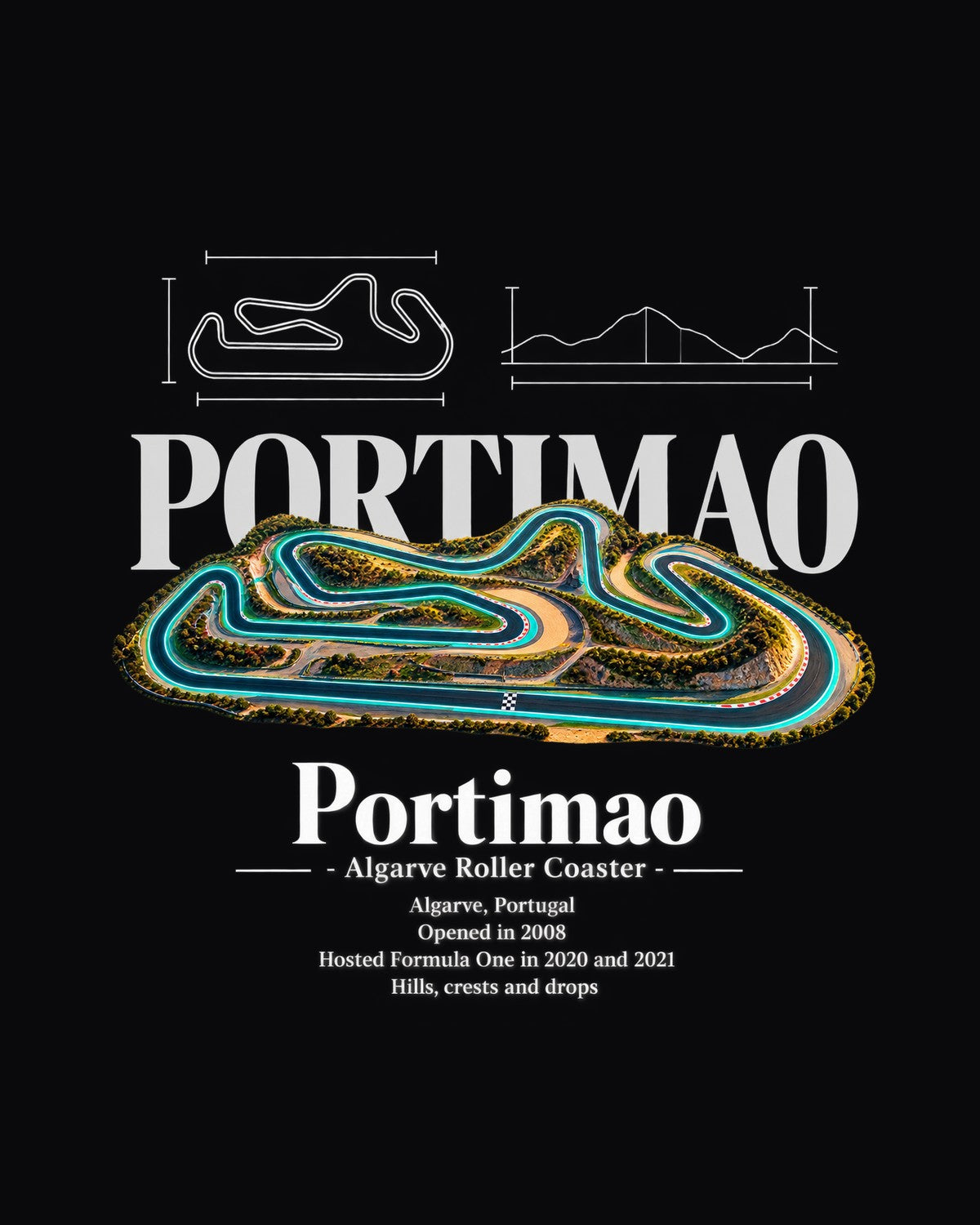 Portimao Track Layout Blueprint Full-Back Graphic Tee design only