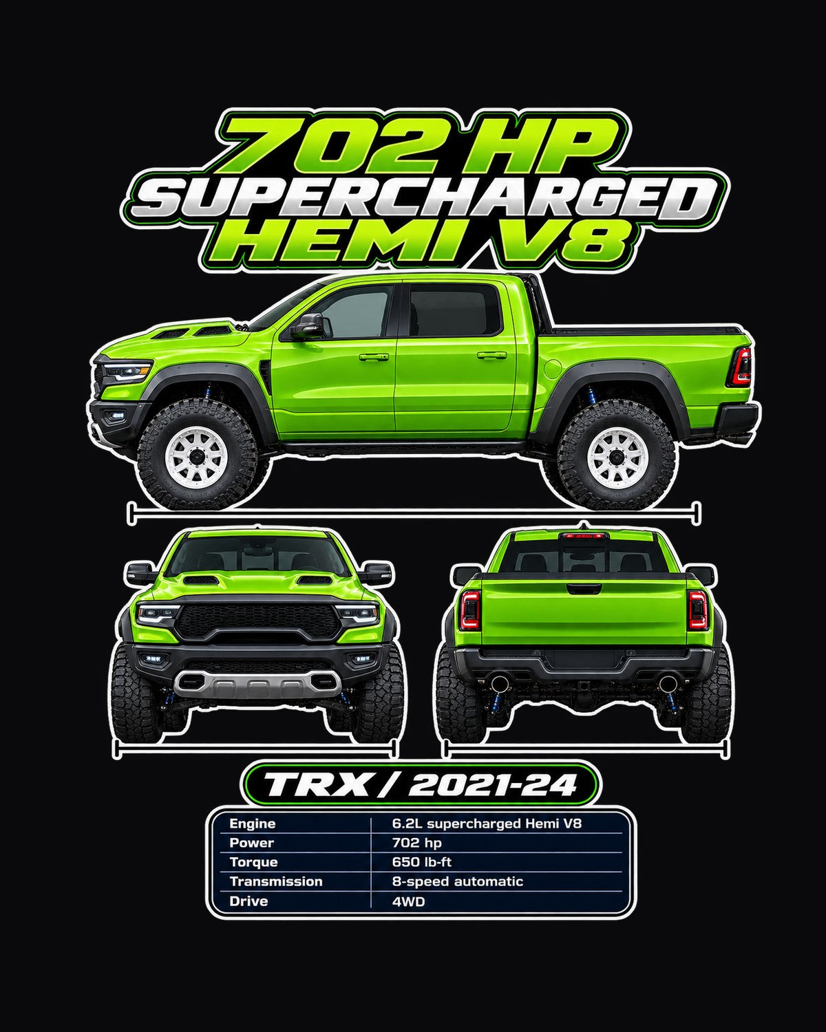 RAM 1500 Trx Spec Sheet Full-Back Graphic Tee design only